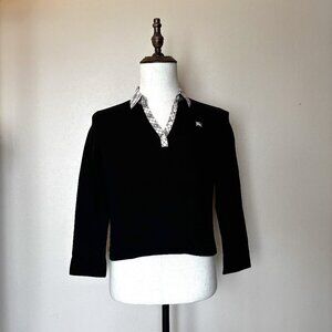 Burberry London Girls' Plaid Collar Long Sleeve Polo Shirt - Size 160A